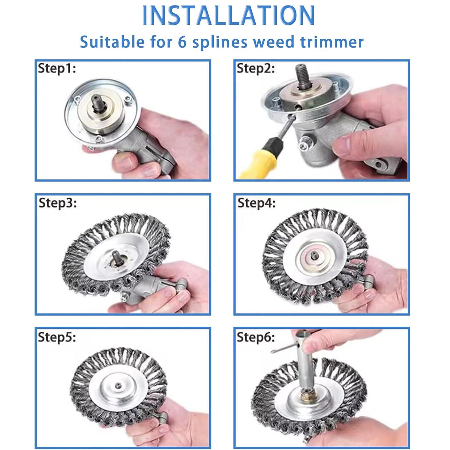 6 Inch Steel Wire Rotary Weed Brush Cutter Trimmer Head(No Adapter)