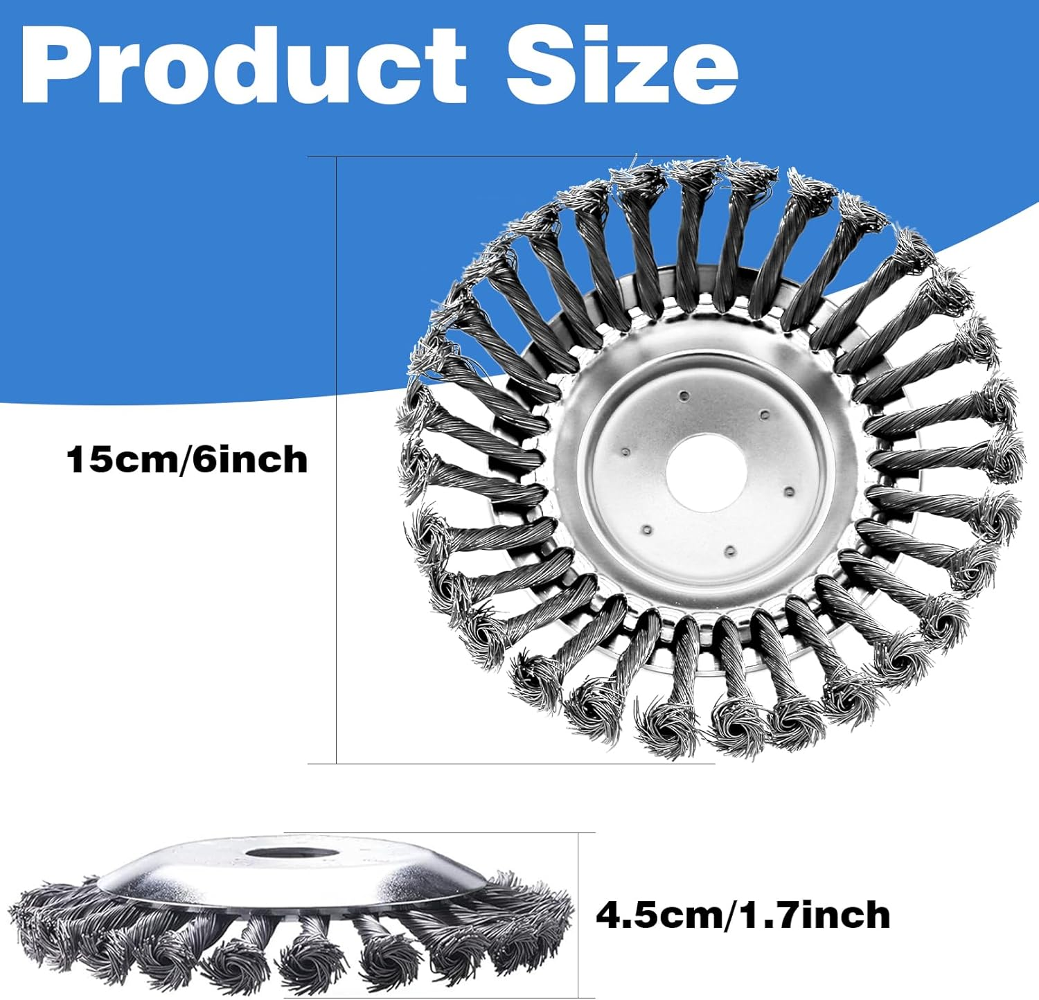 6 Inch Steel Wire Rotary Weed Brush Cutter Trimmer Head(No Adapter)
