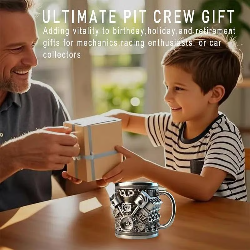 Weihnachtsangebot ☕ Handgefertigte Tasse eines deutschen Designers mit V8-Motor