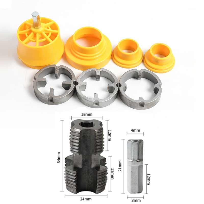 Electric Drill Compatible PVC Pipe Threader Kit with Various Die Sizes ( 1/2", 3/4", 1" for Cutting & Pipe Threader)