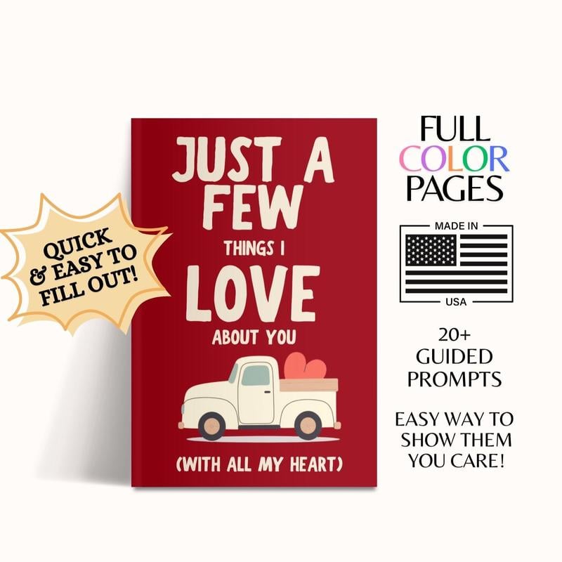 🔥Valentine's Day 50% OFF - ❤️Just A Few Things I Love About You (With All My Heart) Fill In The Blank Gift Book📚