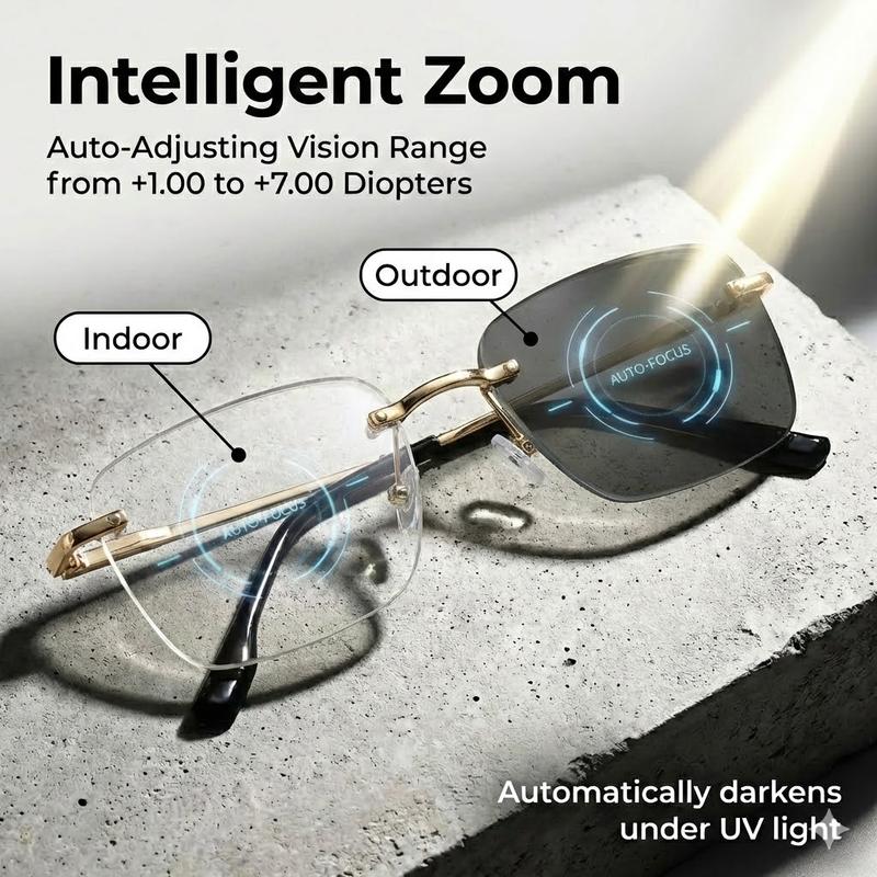 🏆Flash 48%⚡ 50K+ SOLD! Almost Gone💥Semi-rimless Smart Zoom Progressive Reading Glasses