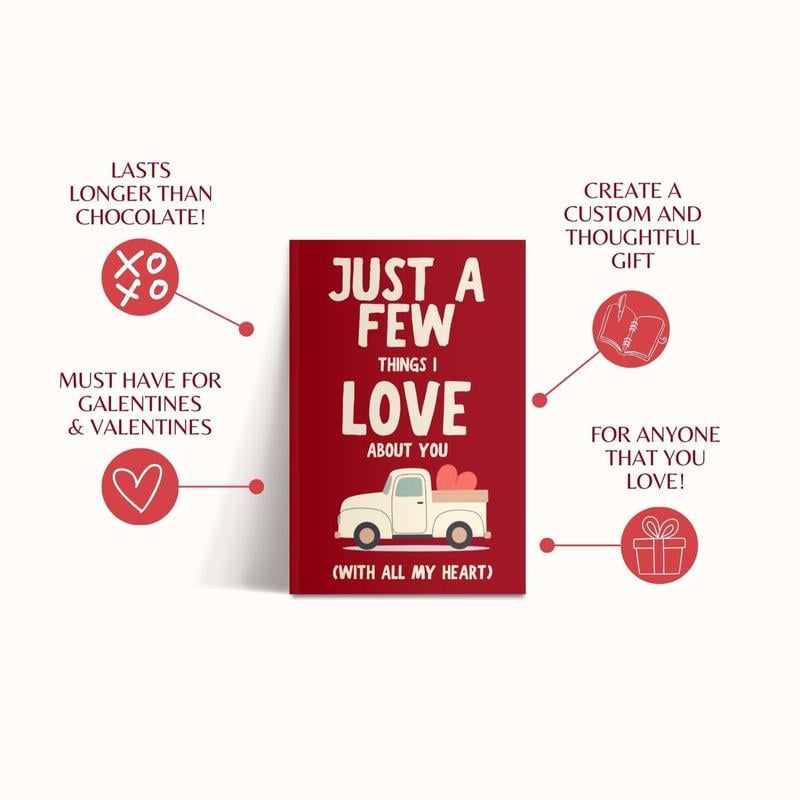 🔥Valentine's Day 50% OFF - ❤️Just A Few Things I Love About You (With All My Heart) Fill In The Blank Gift Book📚