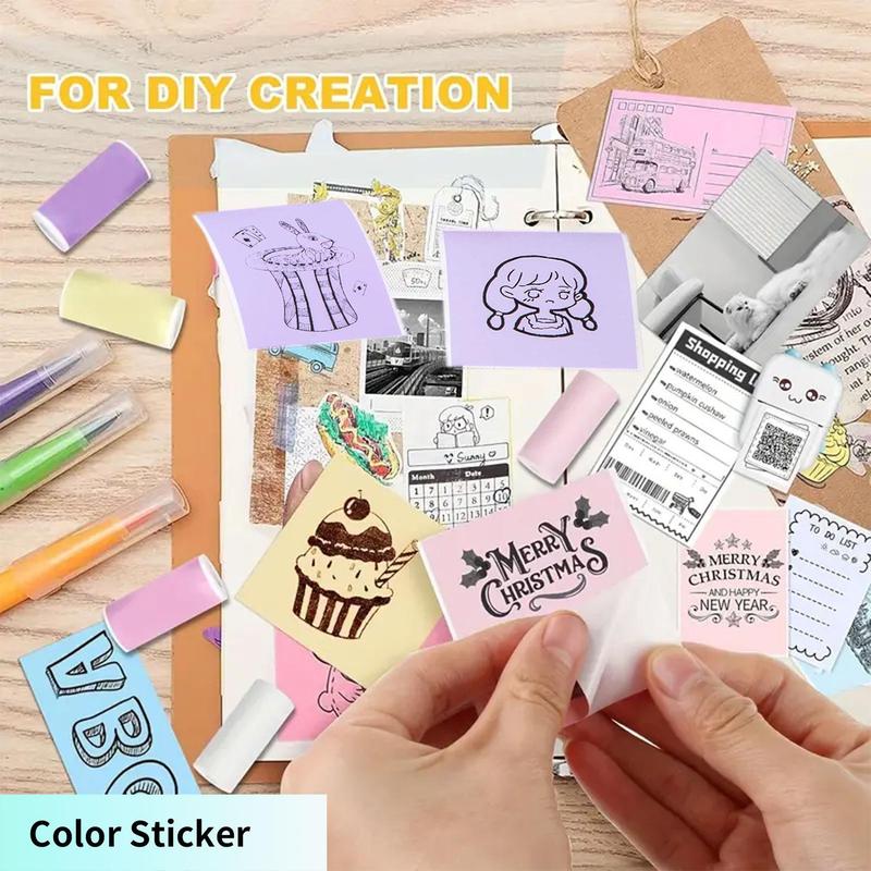 🔥New Year's Discounts: 50% OFF🌈Portable Mini Printer, With 5 thermal papers + 5 self-adhesive papers + 3 colored papers + colored pens