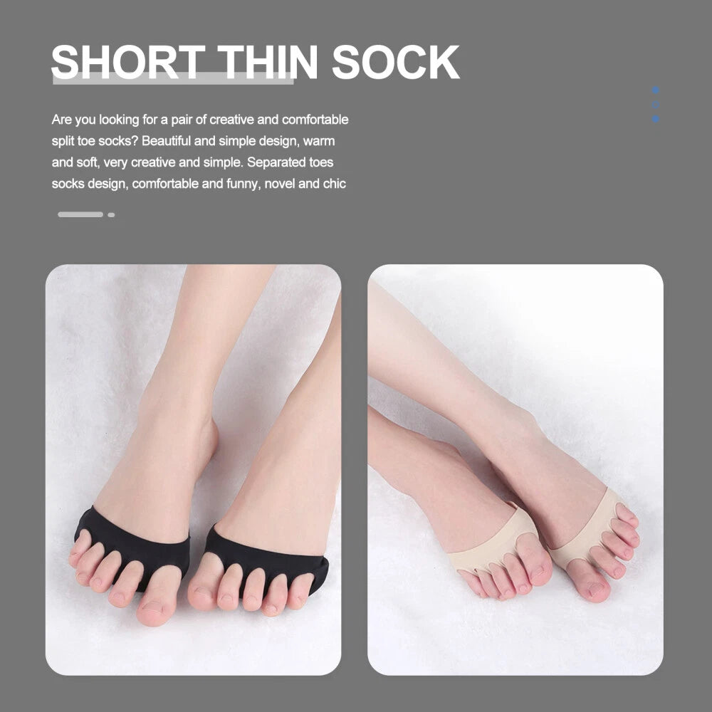 🔥New Year's Discounts: 50% OFF⏰ 2 Pairs Invisible Five-Toe Forefoot Cushion & Toe Liner Socks — Comfort Pads for High Heels, Boots, Sneakers