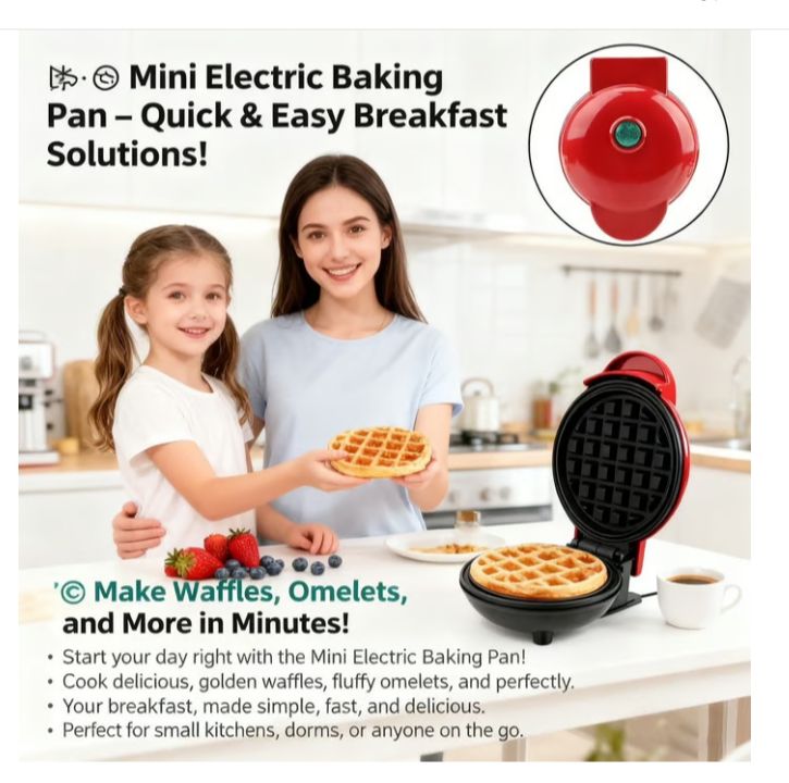 🎄Christmas Special: 48% Off🍳 Mini Electric Baking Pan & Waffle Maker