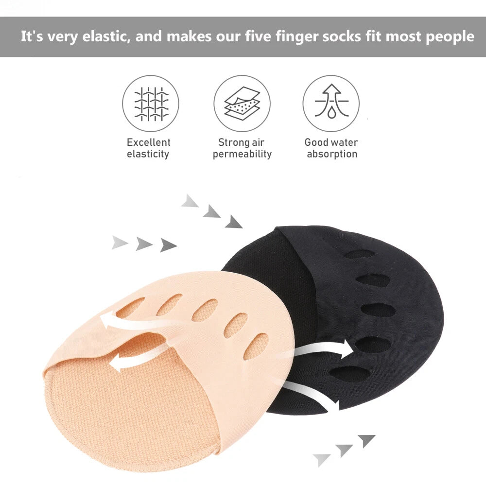 🔥New Year's Discounts: 50% OFF⏰ 2 Pairs Invisible Five-Toe Forefoot Cushion & Toe Liner Socks — Comfort Pads for High Heels, Boots, Sneakers