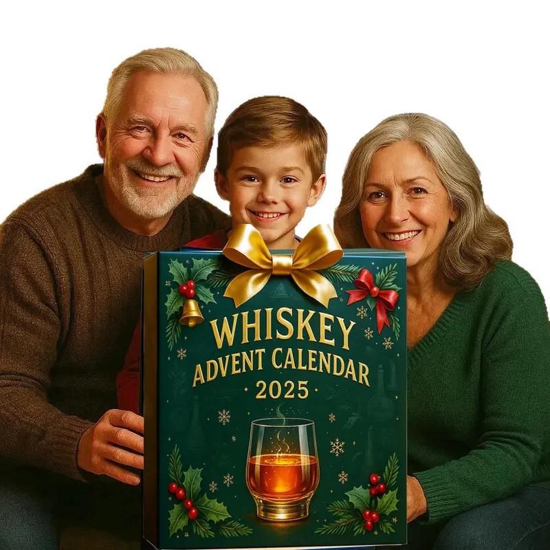 Whisky-Weihnachtskalender 2025 – Geschenkbox mit 24 täglichen Whisky-Proben in Acryl (nicht physisch), ohne Stromanschluss, ideales Geschenk für die Weihnachtsfeier und festliche Dekoration für Zuhause/Küche.
