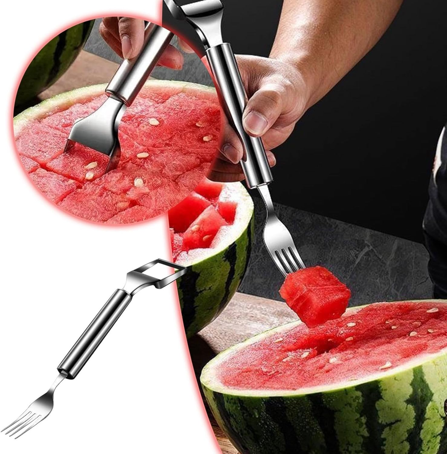 🍉2-Pack Upgraded Watermelon Fork Slicer Cutter Tool