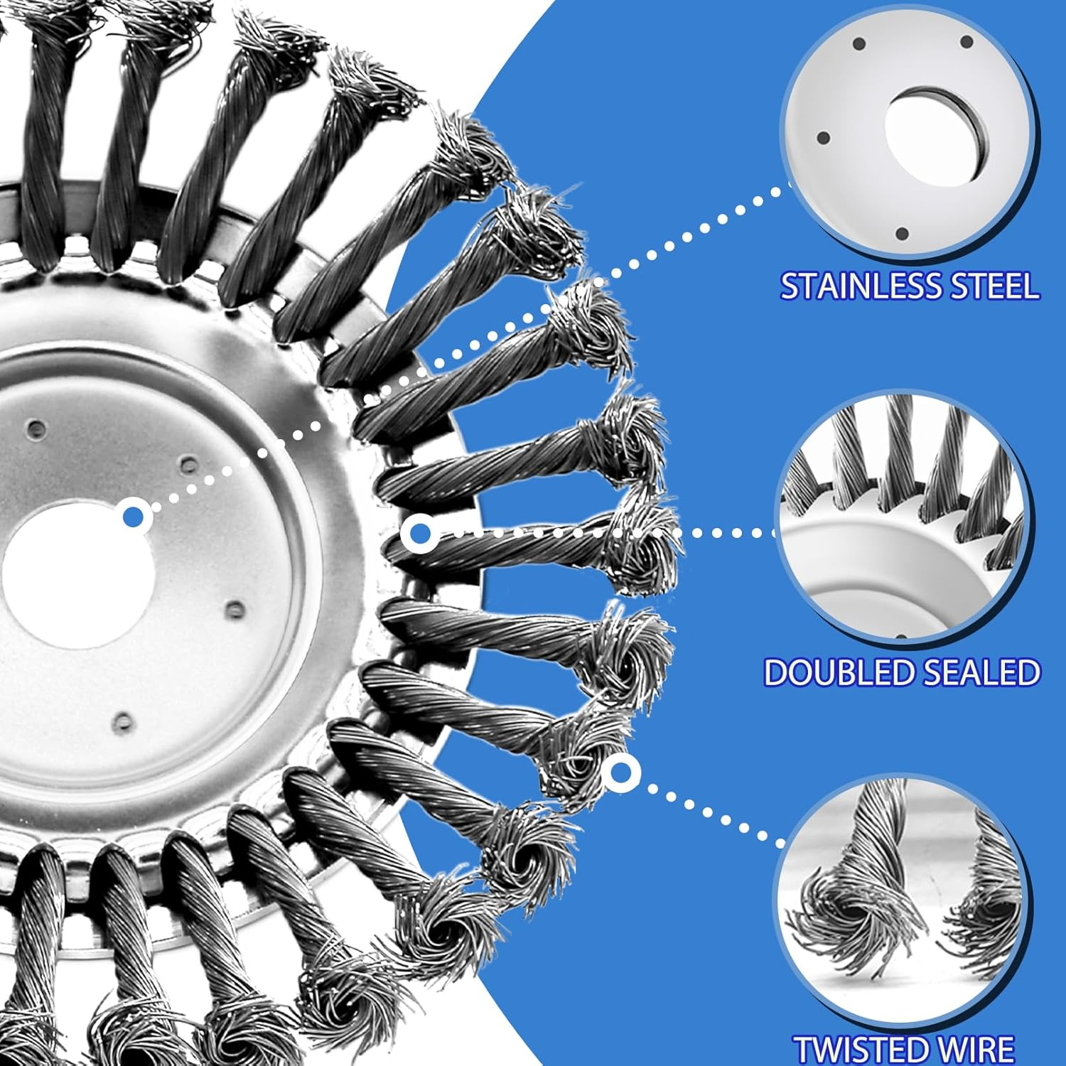 6 Inch Steel Wire Rotary Weed Brush Cutter Trimmer Head(No Adapter）