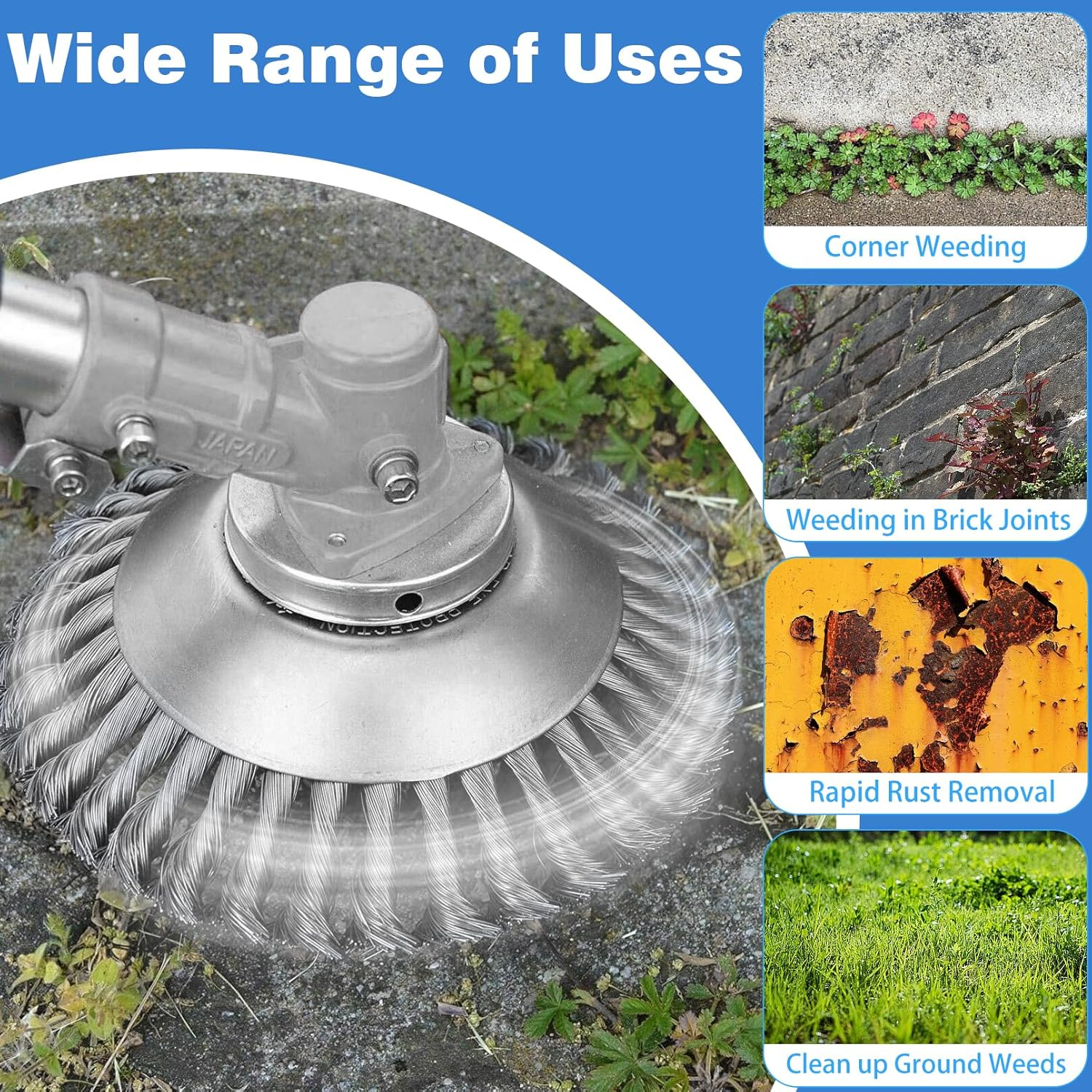 6 Inch Steel Wire Rotary Weed Brush Cutter Trimmer Head(No Adapter）