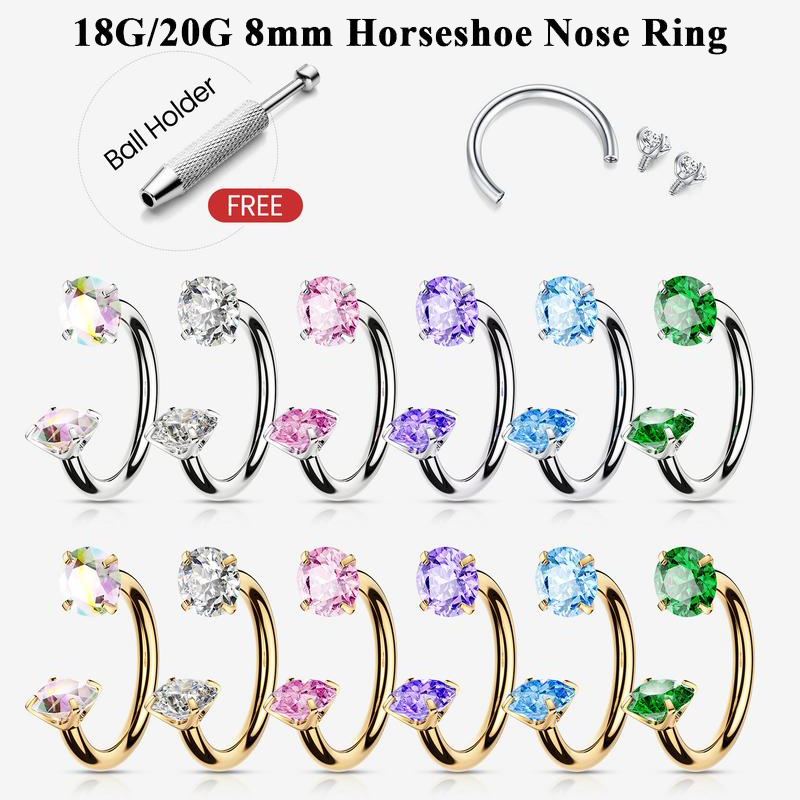 🎄Weihnachtsangebot: 48 % Rabatt 🔥 Hufeisen-Nasenring mit kostenlosem Ballhalter-Werkzeug