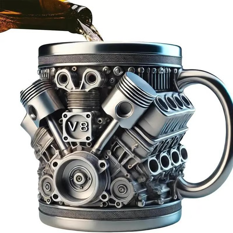Weihnachtsangebot ☕ Handgefertigte Tasse eines deutschen Designers mit V8-Motor