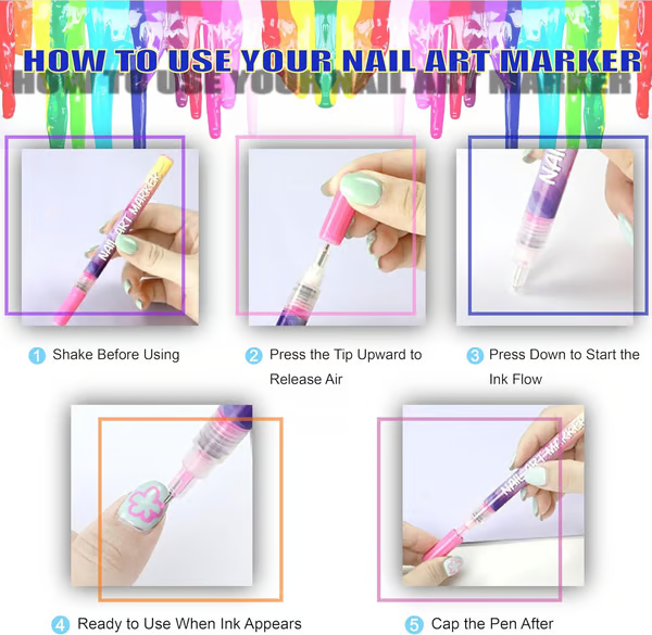 🏆#1 Best Seller 💕🎨12 Colours Nail Art Pens Set💅