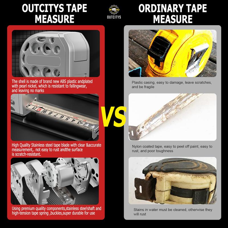 5 m langes, einziehbares Maßband aus Edelstahl mit magnetischer Auto-Lock-Funktion, wasserdicht und tragbar, inklusive rostfreiem Schutzkoffer.