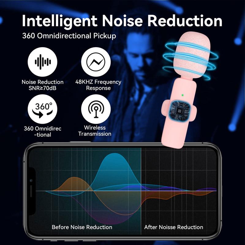 🎄 Weihnachtsangebot: 48 % Rabatt 🔥 Pinkes kabelloses Lavalier-Mini-Mikrofon
