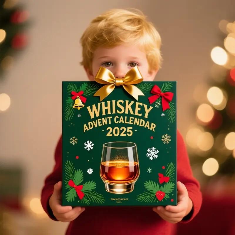 Whisky-Weihnachtskalender 2025 – Geschenkbox mit 24 täglichen Whisky-Proben in Acryl (nicht physisch), ohne Stromanschluss, ideales Geschenk für die Weihnachtsfeier und festliche Dekoration für Zuhause/Küche.