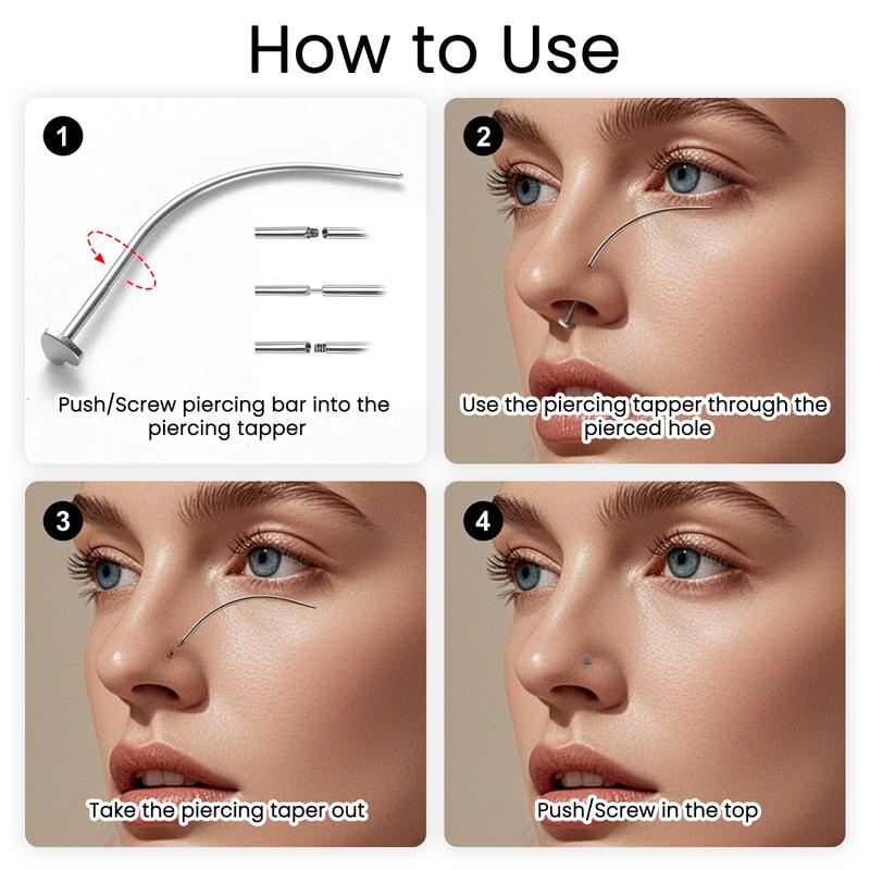 Body Jewelry Changer Kit with Bead Gripper - 16G/18G/20G Easy Grip Taper for Nose Rings, Ear & Lip Studs