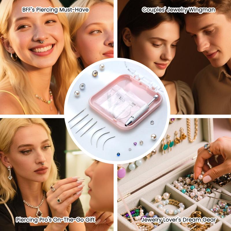 Body Jewelry Changer Kit with Bead Gripper - 16G/18G/20G Easy Grip Taper for Nose Rings, Ear & Lip Studs