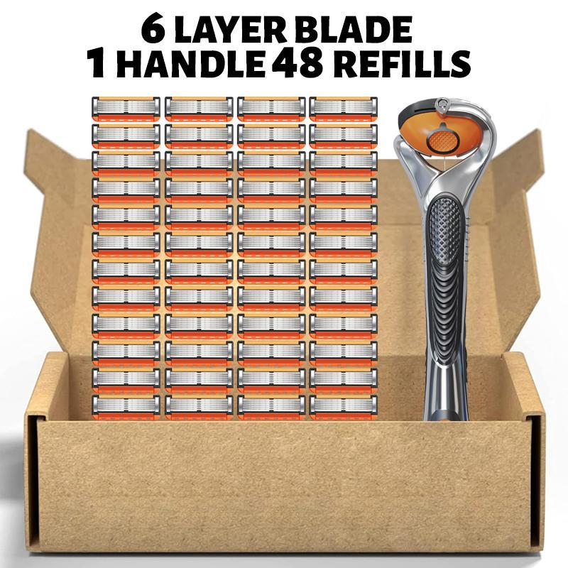 Christmas Sale🔥24/48Pcs Men's Razor Blade Replacement with Handle