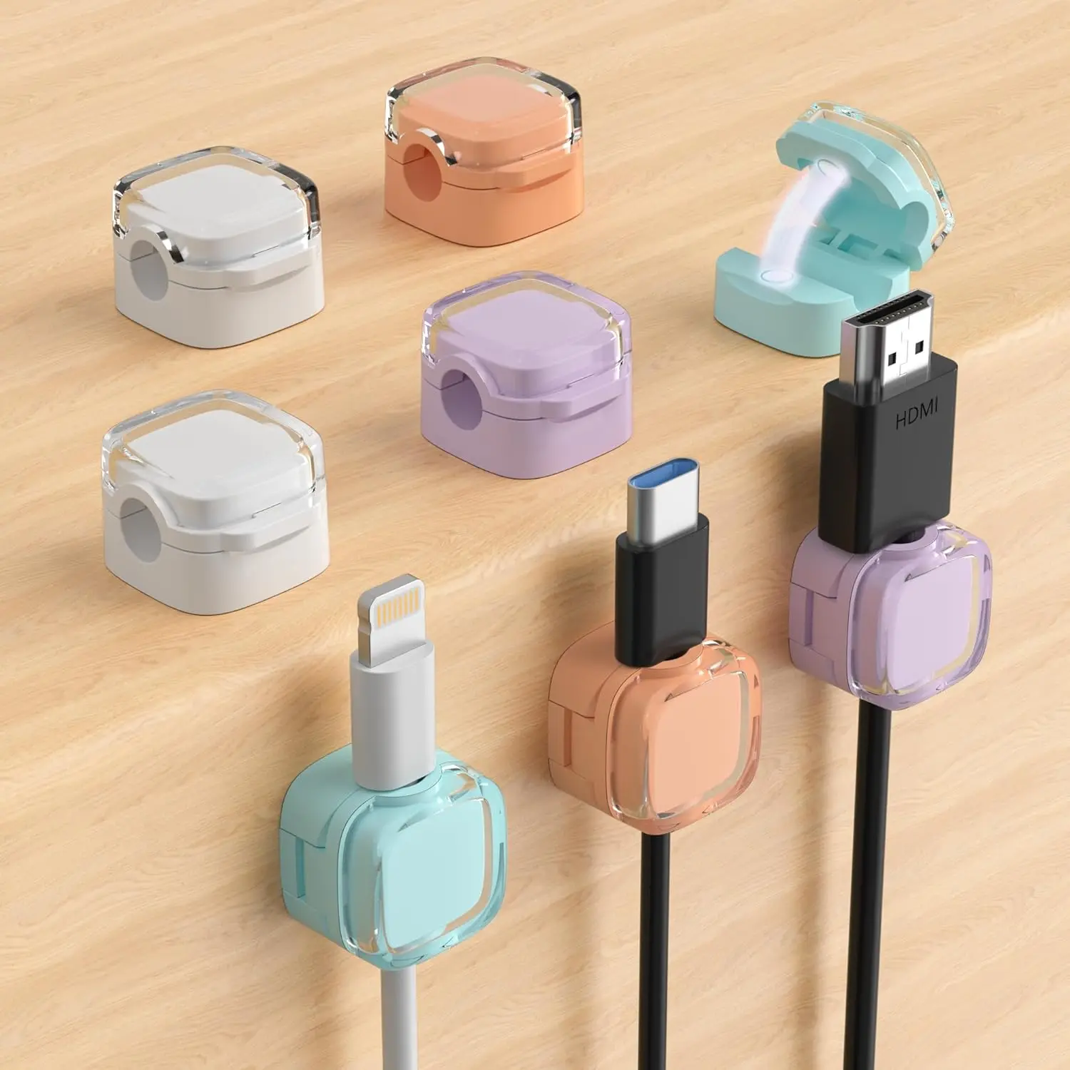 6 Pack Wall Mounted Magnetic Cord Organizer Holder