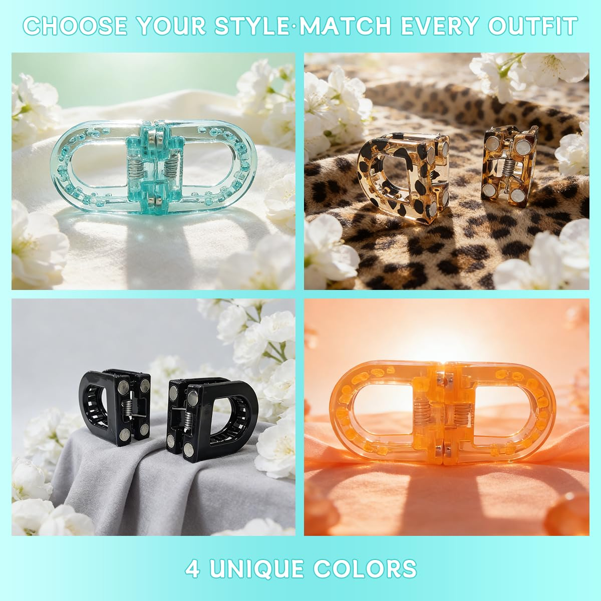 4-Pack Magnetic Hair Bow Clips for Women