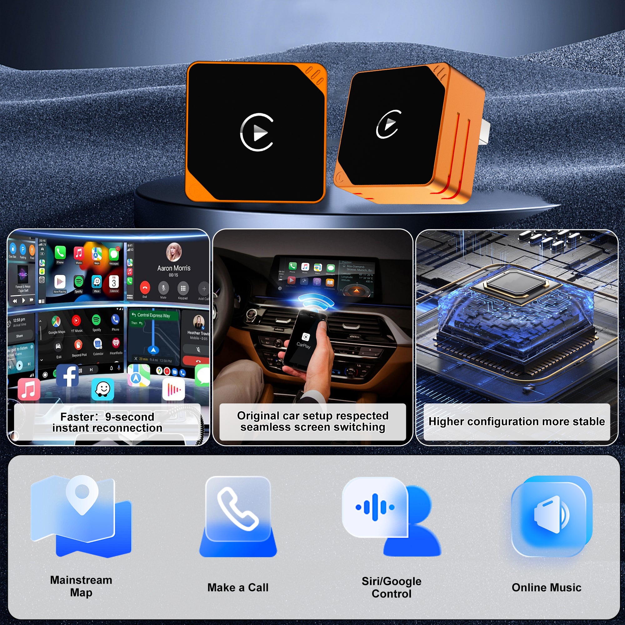 New Year Sale 48%OFF🔥2026 New Mini Cube Pro 3.0 Wireless CarPlay & Android Auto Adapter – Plug & Play, Fast Auto-Reconnect