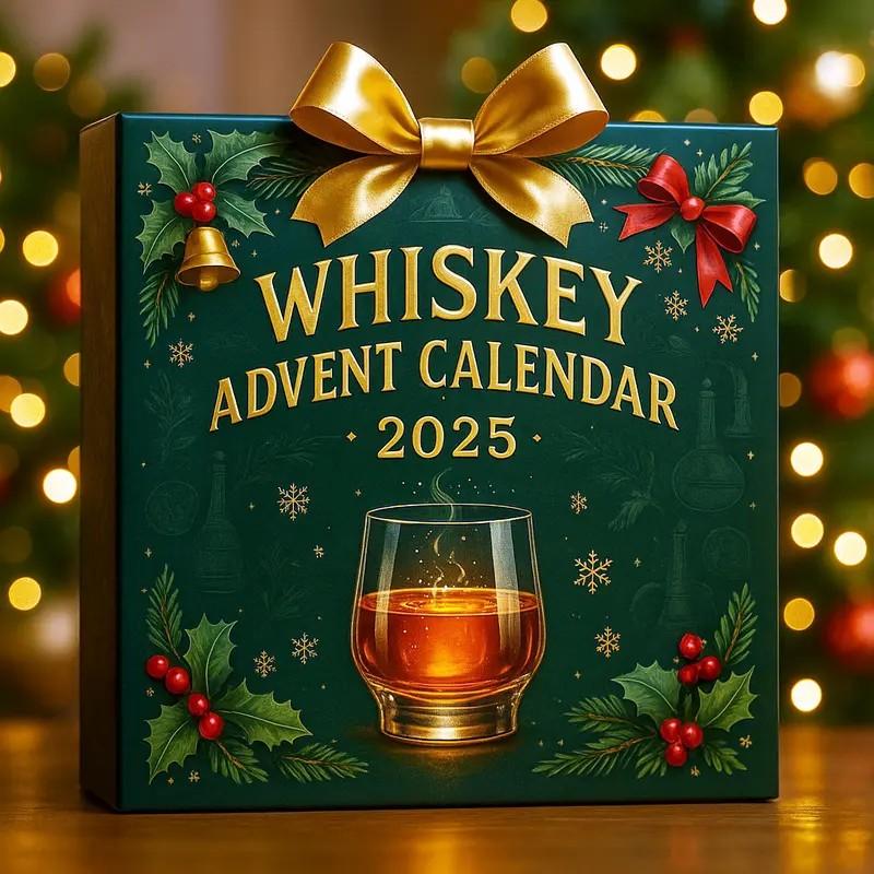 Whisky-Weihnachtskalender 2025 – Geschenkbox mit 24 täglichen Whisky-Proben in Acryl (nicht physisch), ohne Stromanschluss, ideales Geschenk für die Weihnachtsfeier und festliche Dekoration für Zuhause/Küche.