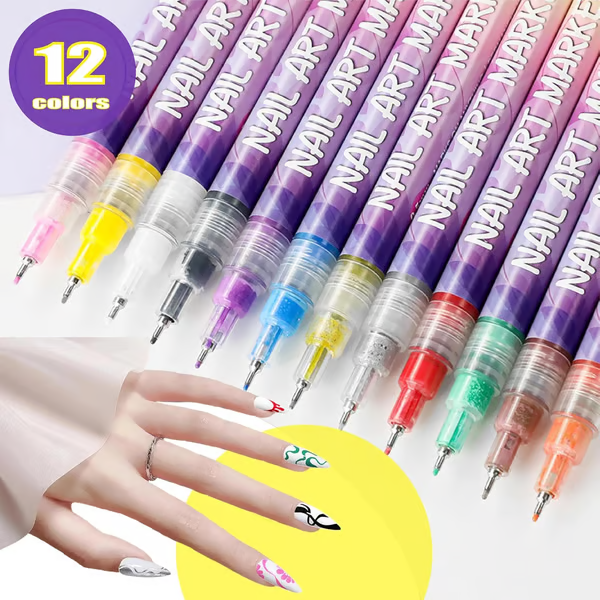 🏆#1 Best Seller 💕🎨12 Colours Nail Art Pens Set💅