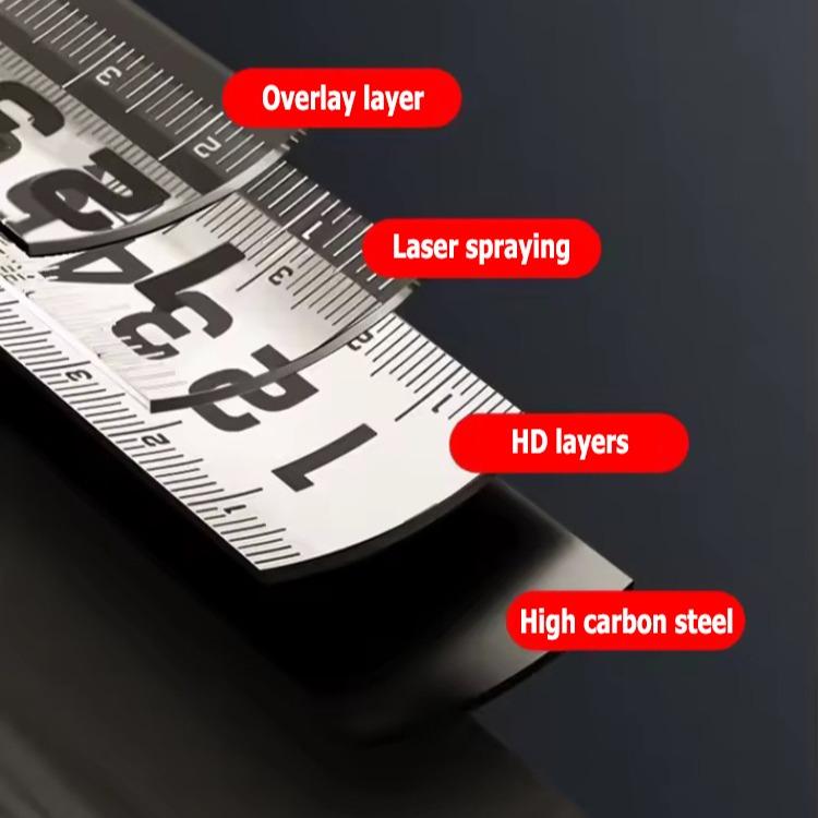 5 m langes, einziehbares Maßband aus Edelstahl mit magnetischer Auto-Lock-Funktion, wasserdicht und tragbar, inklusive rostfreiem Schutzkoffer.