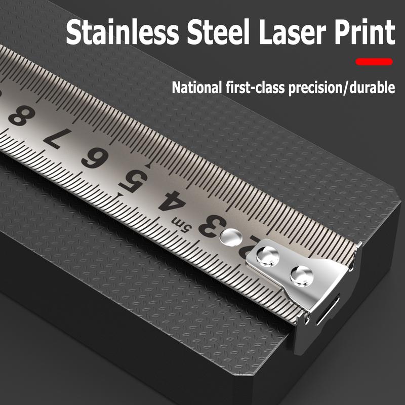 5 m langes, einziehbares Maßband aus Edelstahl mit magnetischer Auto-Lock-Funktion, wasserdicht und tragbar, inklusive rostfreiem Schutzkoffer.