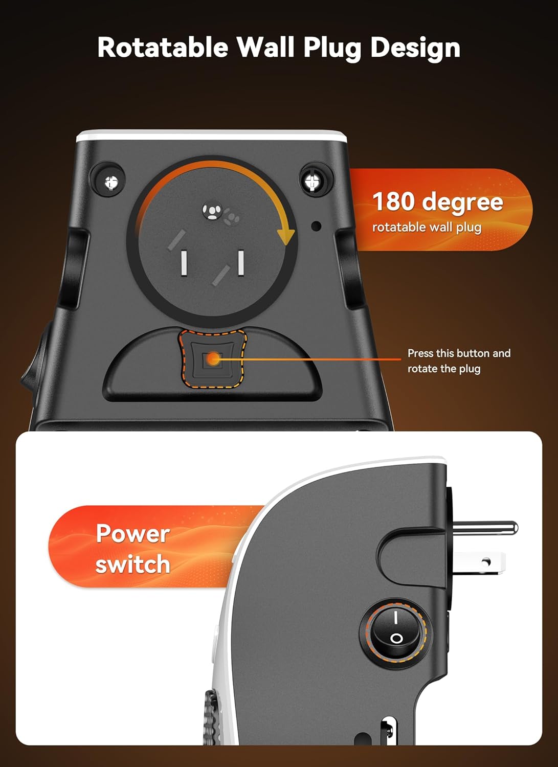 450W Plug-In Space Heater with Thermostat & Timer