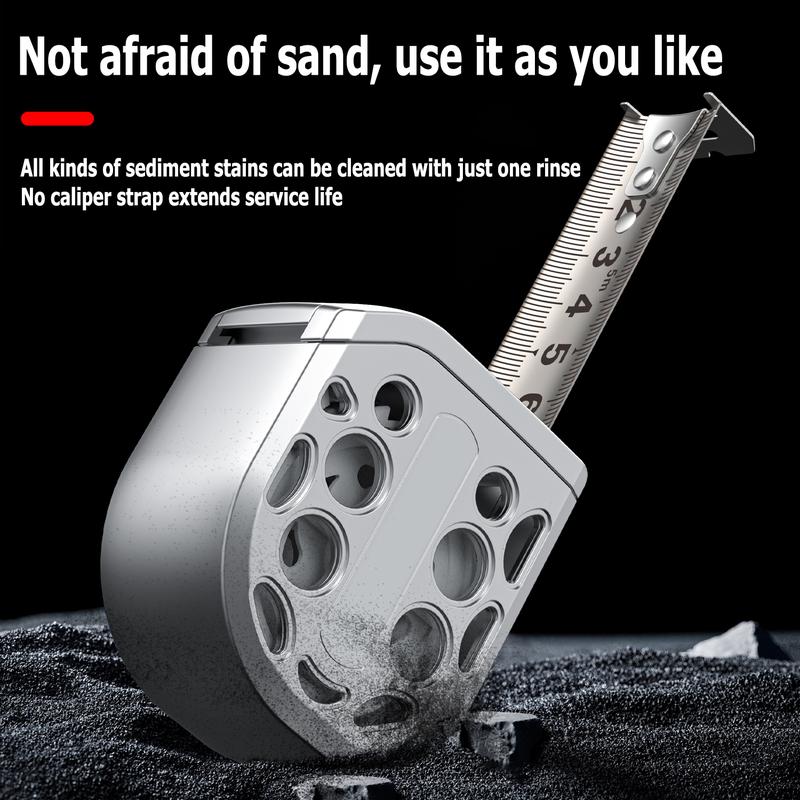 5 m langes, einziehbares Maßband aus Edelstahl mit magnetischer Auto-Lock-Funktion, wasserdicht und tragbar, inklusive rostfreiem Schutzkoffer.