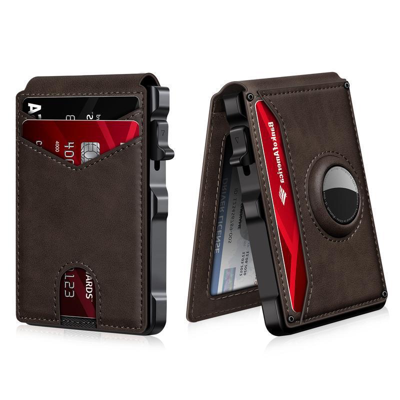 Minimalist Slim Wallet for Men – Holds 9–13 Cards, RFID Blocking Aluminum Bifold with Pop-Up Card Access, Built-In Money Clip & ID Window