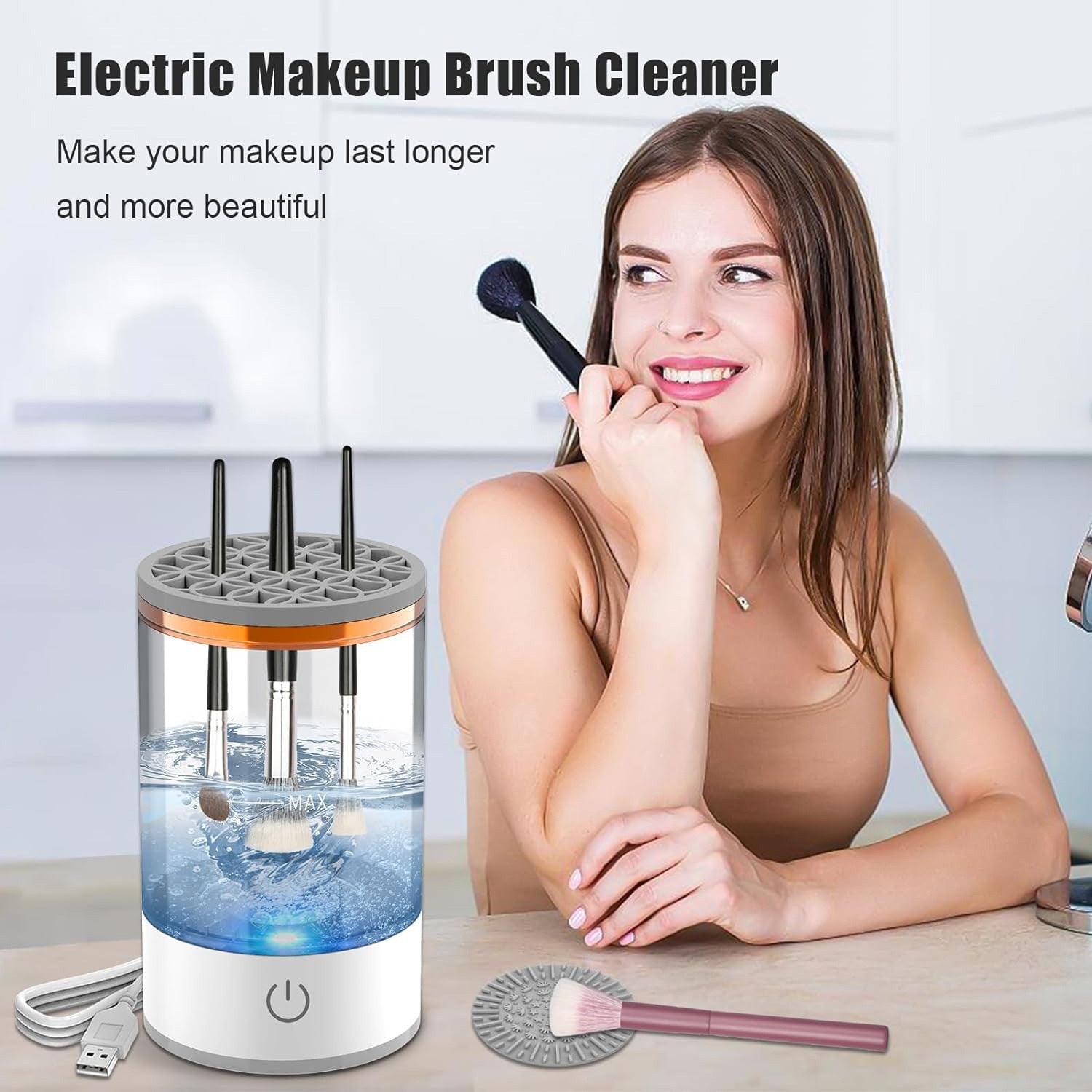 Makeup Brush Cleaner Electric Spinner – Fast Clean, Fast Dry, Zero Residue