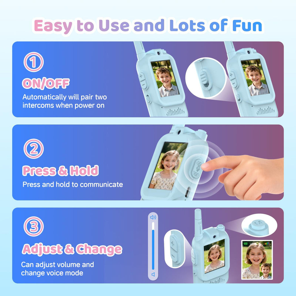 Kids Video Walkie Talkie – Safe & Fun Two-Way Communication for Children, Rechargeable, Long-Range, Educational & Outdoor Play