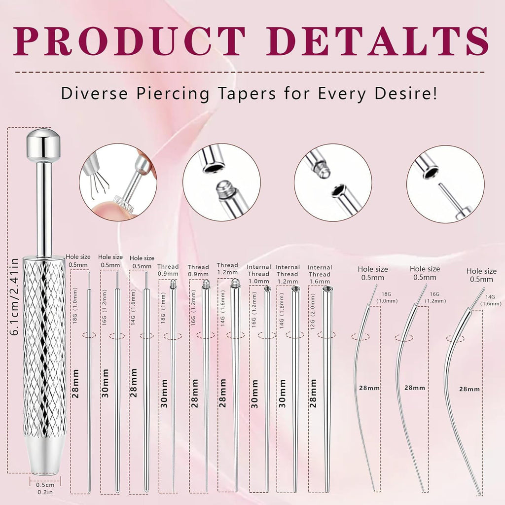 Body Jewelry Changer Kit with Bead Gripper - 16G/18G/20G Easy Grip Taper for Nose Rings, Ear & Lip Studs