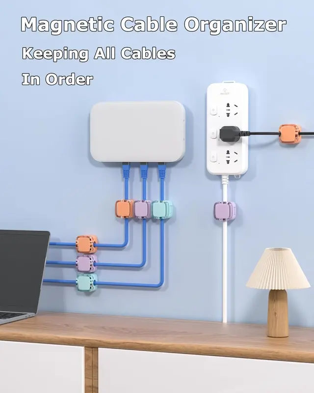 6 Pack Wall Mounted Magnetic Cord Organizer Holder