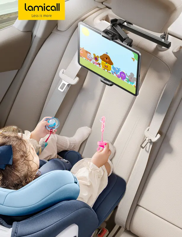 3-in-1 Adjustable Extension Arm Car Headrest Tablet Holder