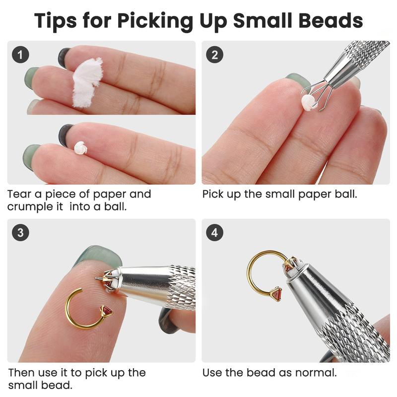 Body Jewelry Changer Kit with Bead Gripper - 16G/18G/20G Easy Grip Taper for Nose Rings, Ear & Lip Studs