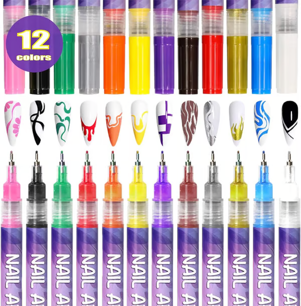 🏆#1 Best Seller 💕🎨12 Colours Nail Art Pens Set💅