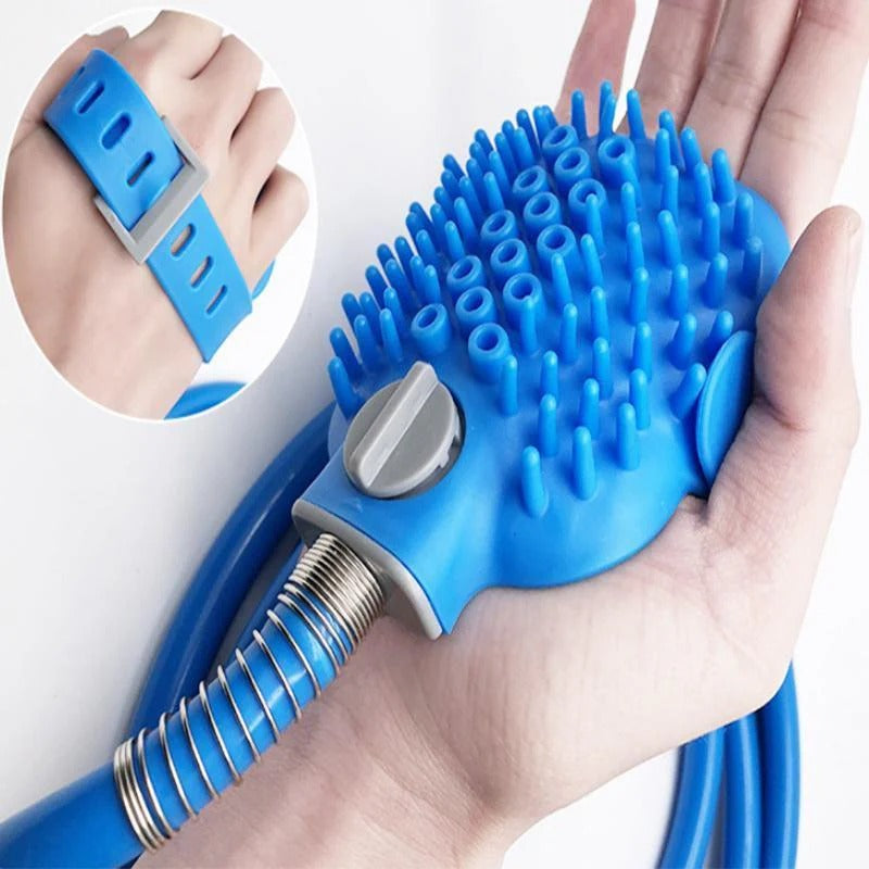 Duschaufsatz für Hunde (2-in-1) | Silikon-Peeling &amp; Wasserspray – Einfaches Abspülen, sanfte Massage, abnehmbarer Schlauchadapter