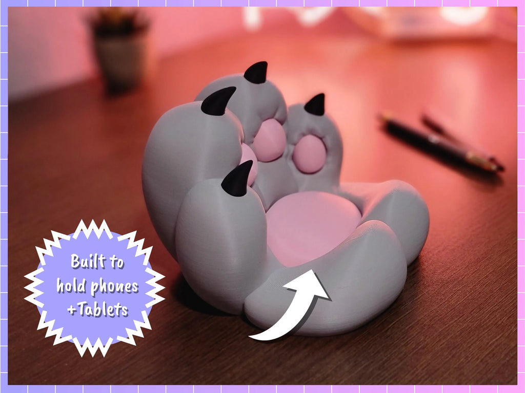 Niedlicher Handyhalter in Katzenpfotenform – 3D-gedruckter Schreibtisch-Organizer für Katzenliebhaber 
