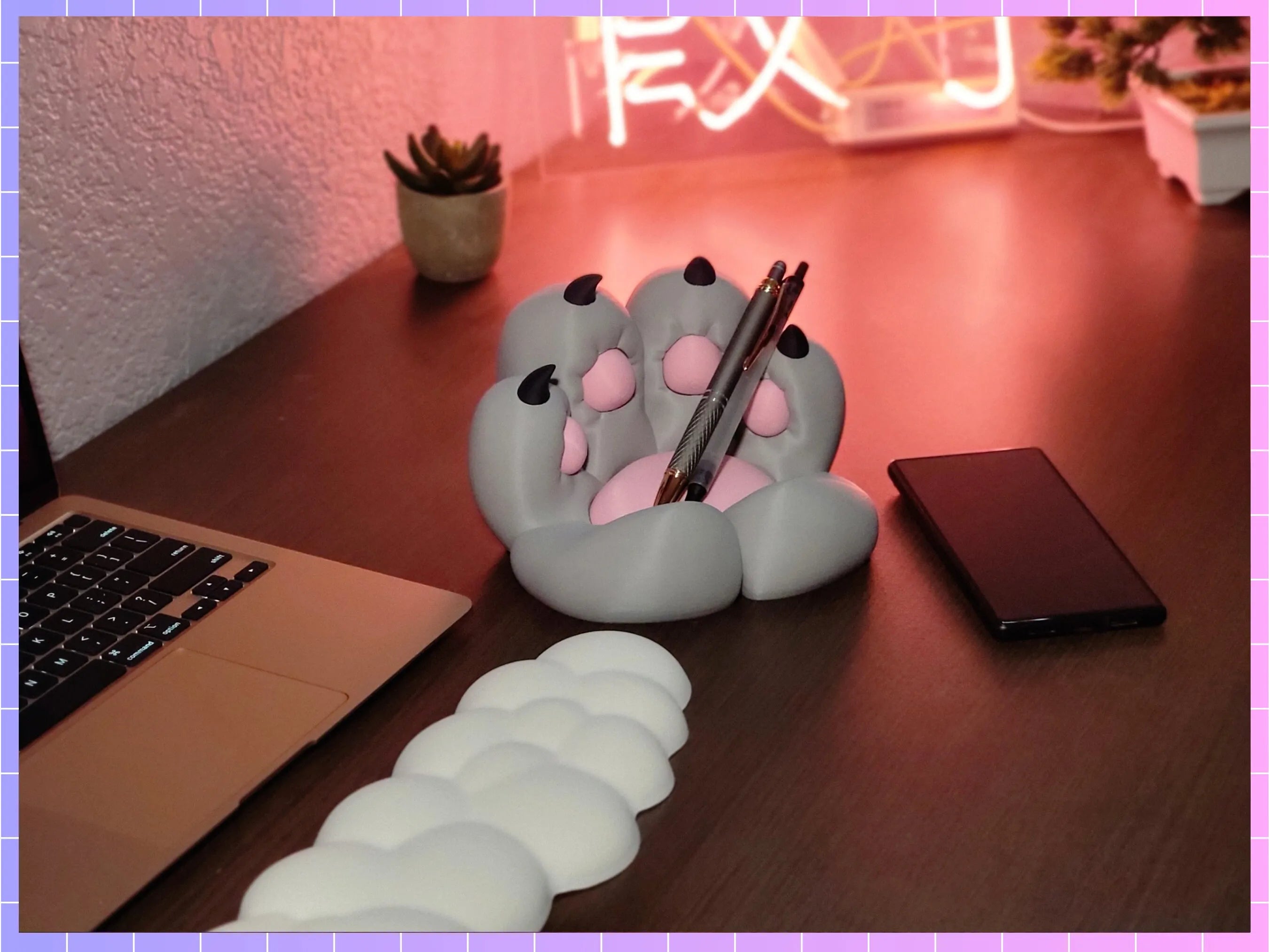 Niedlicher Handyhalter in Katzenpfotenform – 3D-gedruckter Schreibtisch-Organizer für Katzenliebhaber 