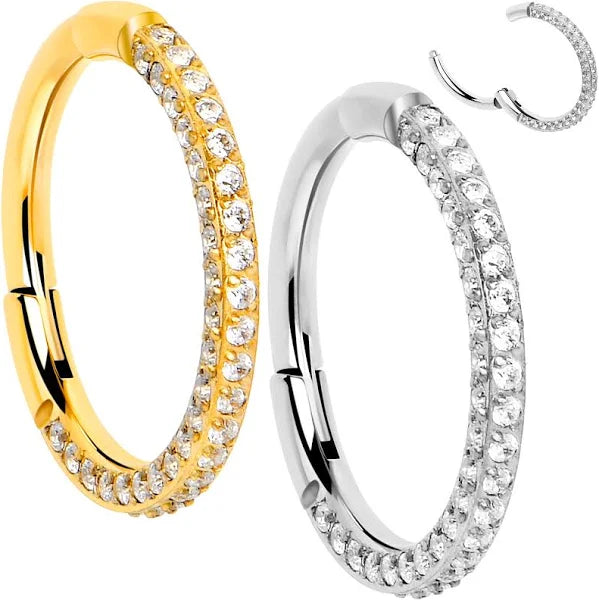 🔥New Year's Discounts: 50% OFF💎20G Titanium Triple-Sided Micro Gem Hinged Nose Hoop — Sparkling Clicker Beauty Mark Jewelry
